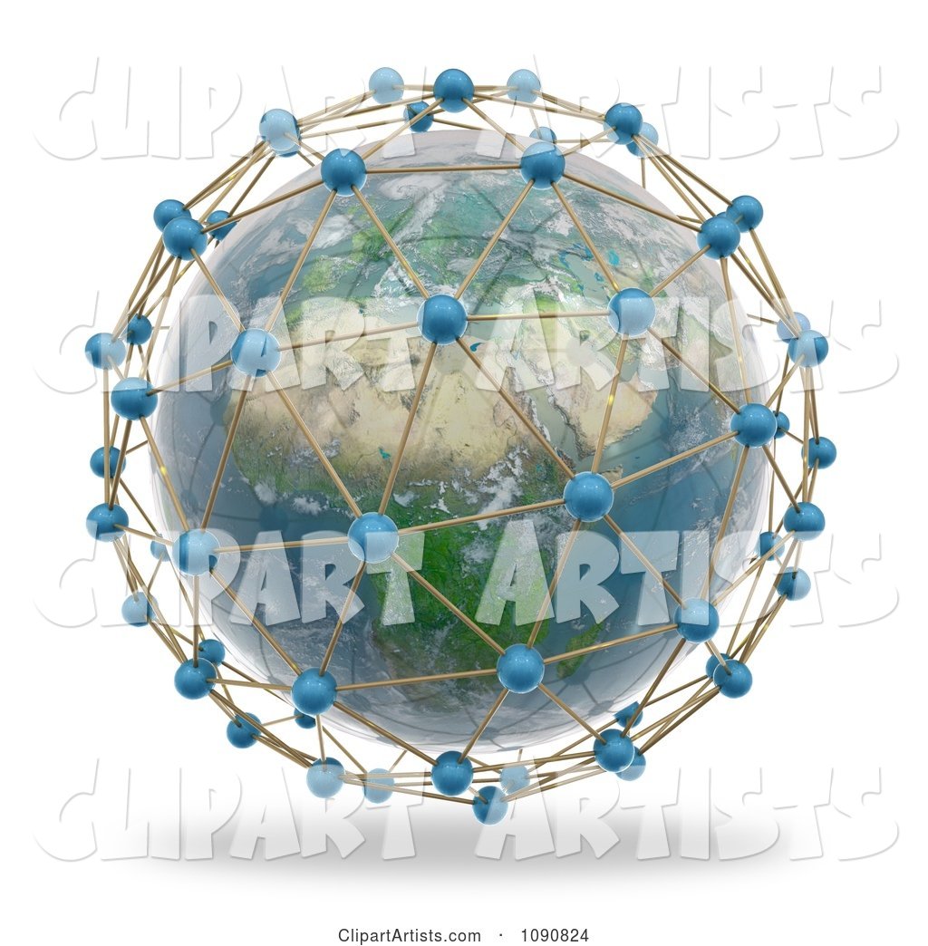African Globe Surrounded by World Network Connections
