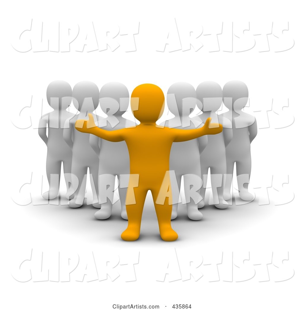 Anaranjado Orange Man Leader Standing in Front of a Group of Blanco White Men