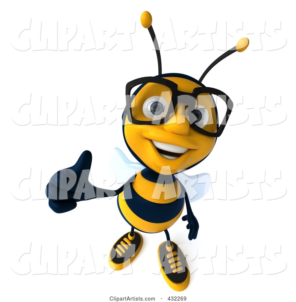 Bee Wearing Glasses and Holding a Thumb up