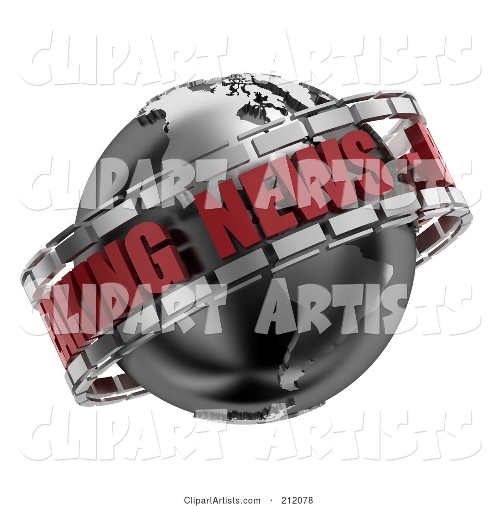Black, Red and Silver Breaking News Globe