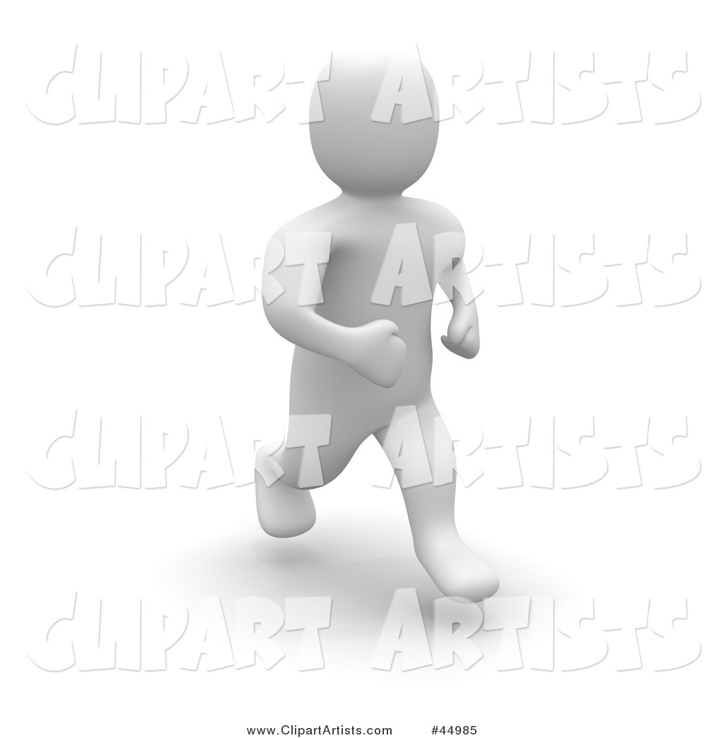 Blanco Man Character Jogging Forward