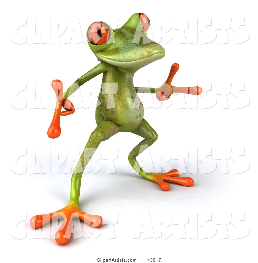 Cool Dancing Green Tree Frog with Big Red Eyes