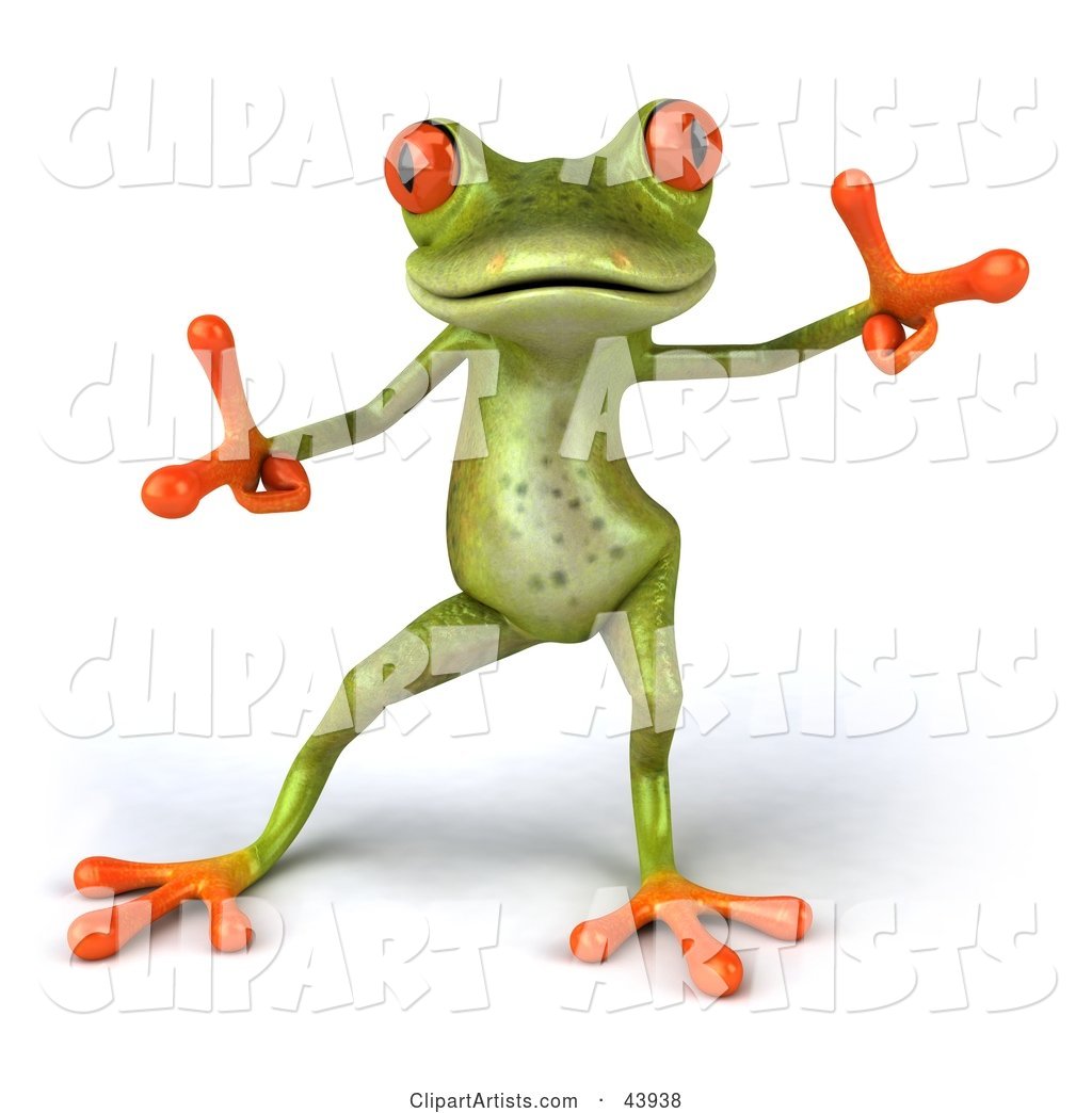 Cute Dancing Green Tree Frog with Big Red Eyes