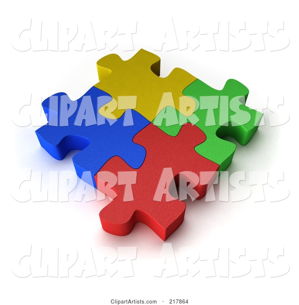Four Colorful Puzzle Pieces Interconnected
