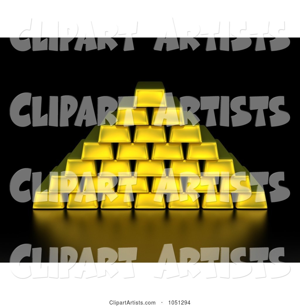Gold Bars Stacked in Pyramid Formation on Black