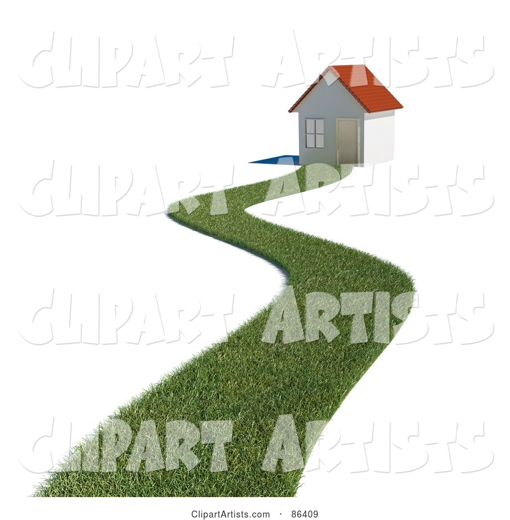 Grassy Path Leading to a Home