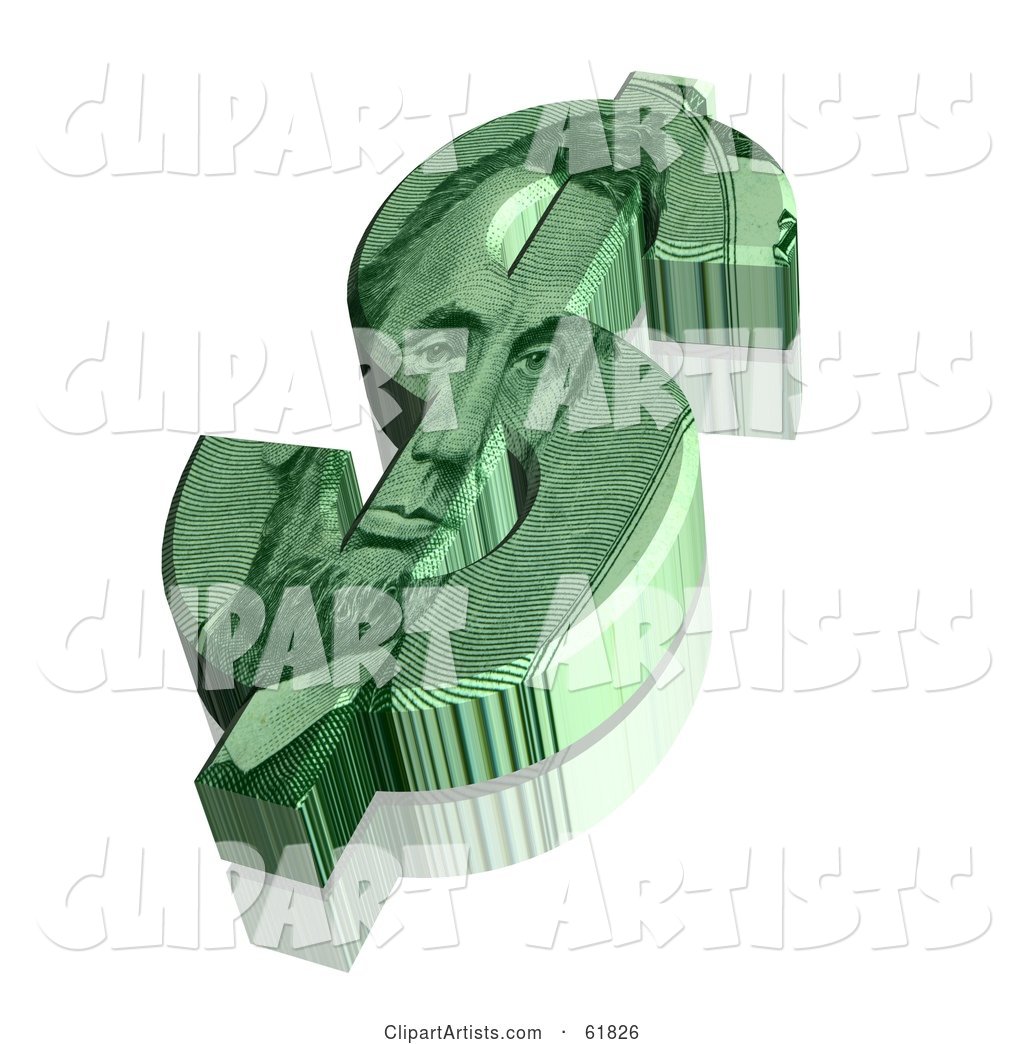Green Dollar Symbol with an Abraham Lincoln Design