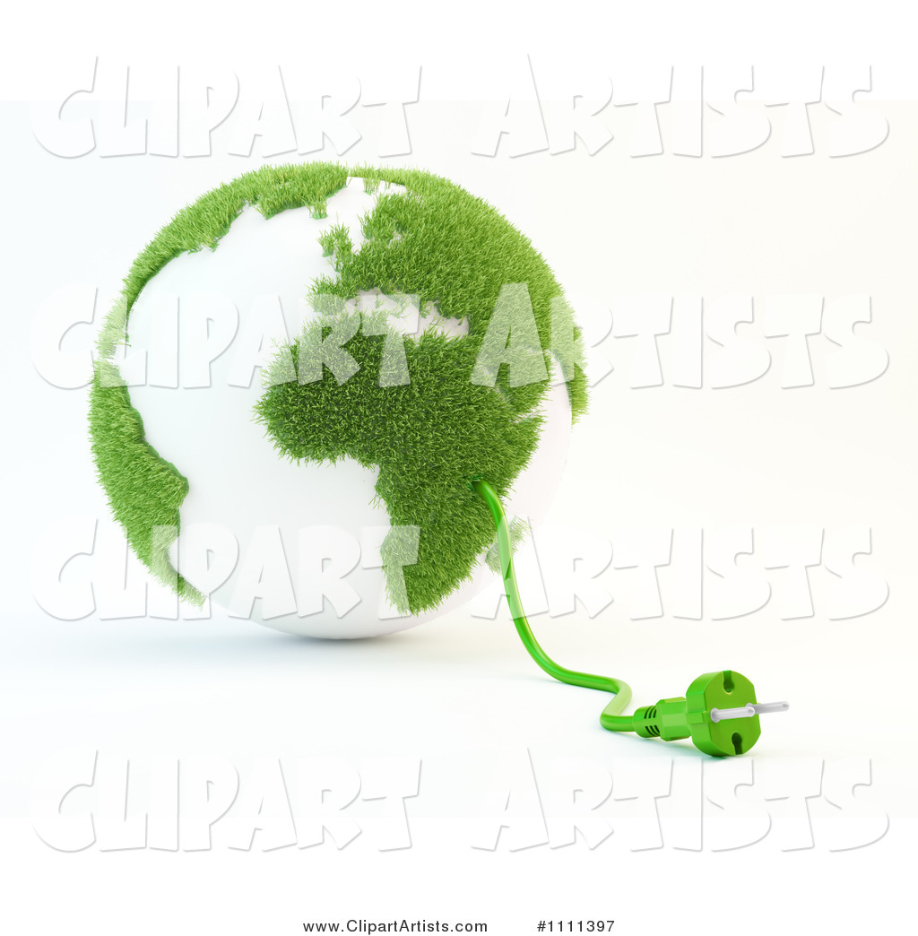 Power Cable Emerging from a Green and White Grassy Globe