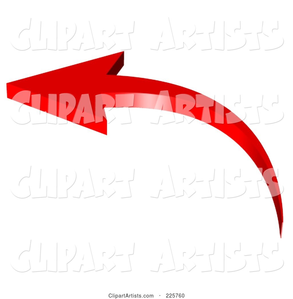 Red Arrow Curving and Pointing Left