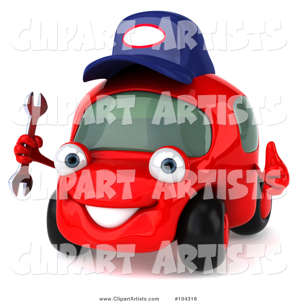 Red Automobile Mechanic Holding a Wrench