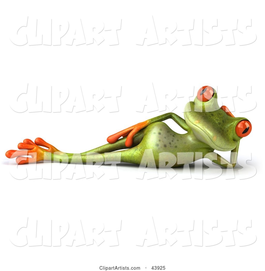 Relaxed Green Tree Frog with Big Red Eyes Reclining