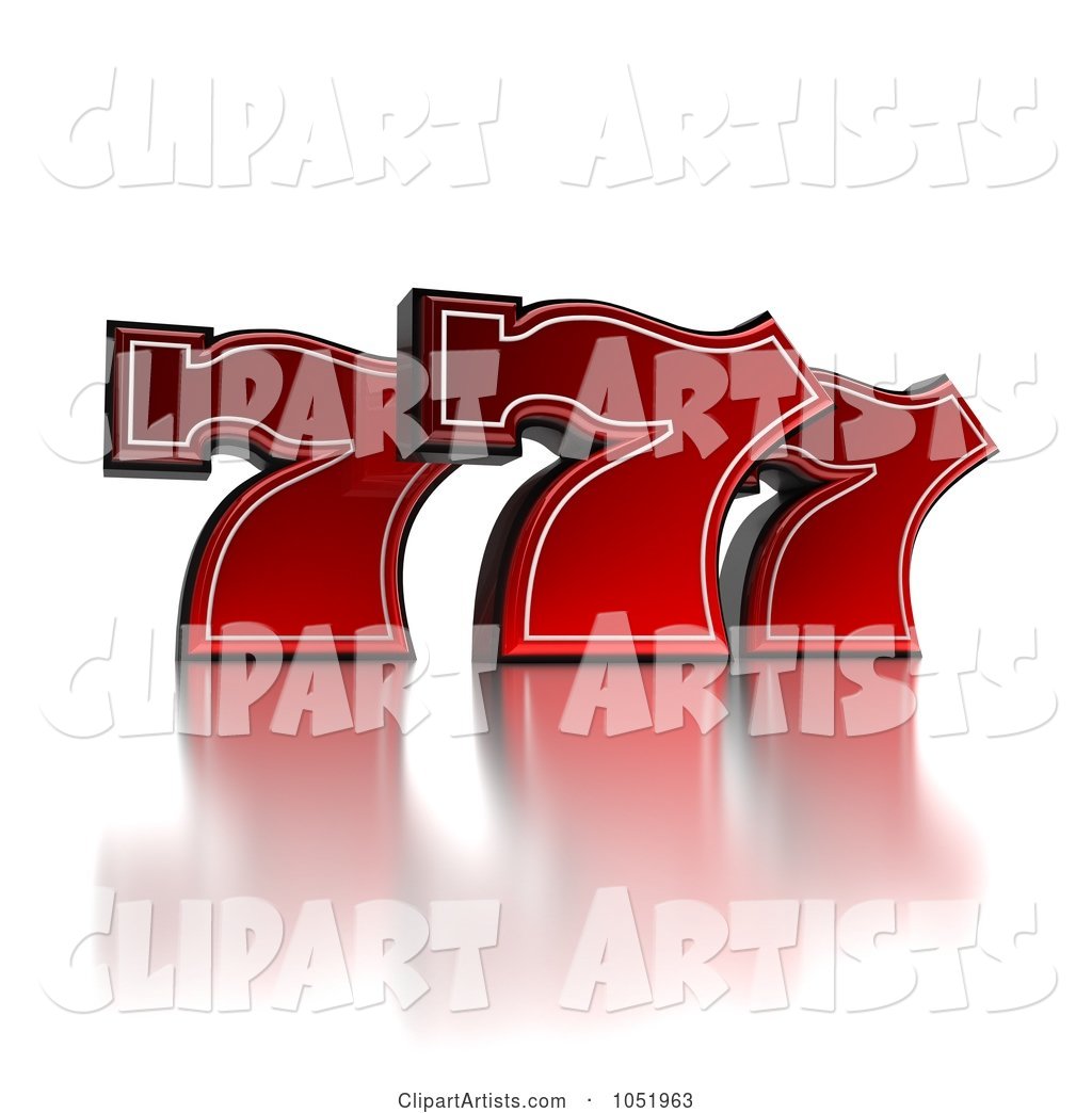 Royalty-Free Clip Art Illustration of 3d Red Triple Lucky Sevens 777