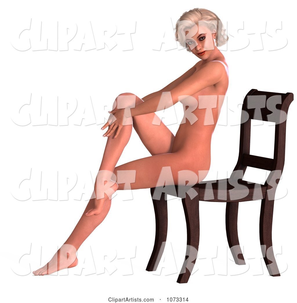 Sexy Blond Pinup Woman in the Nude on a Chair 4