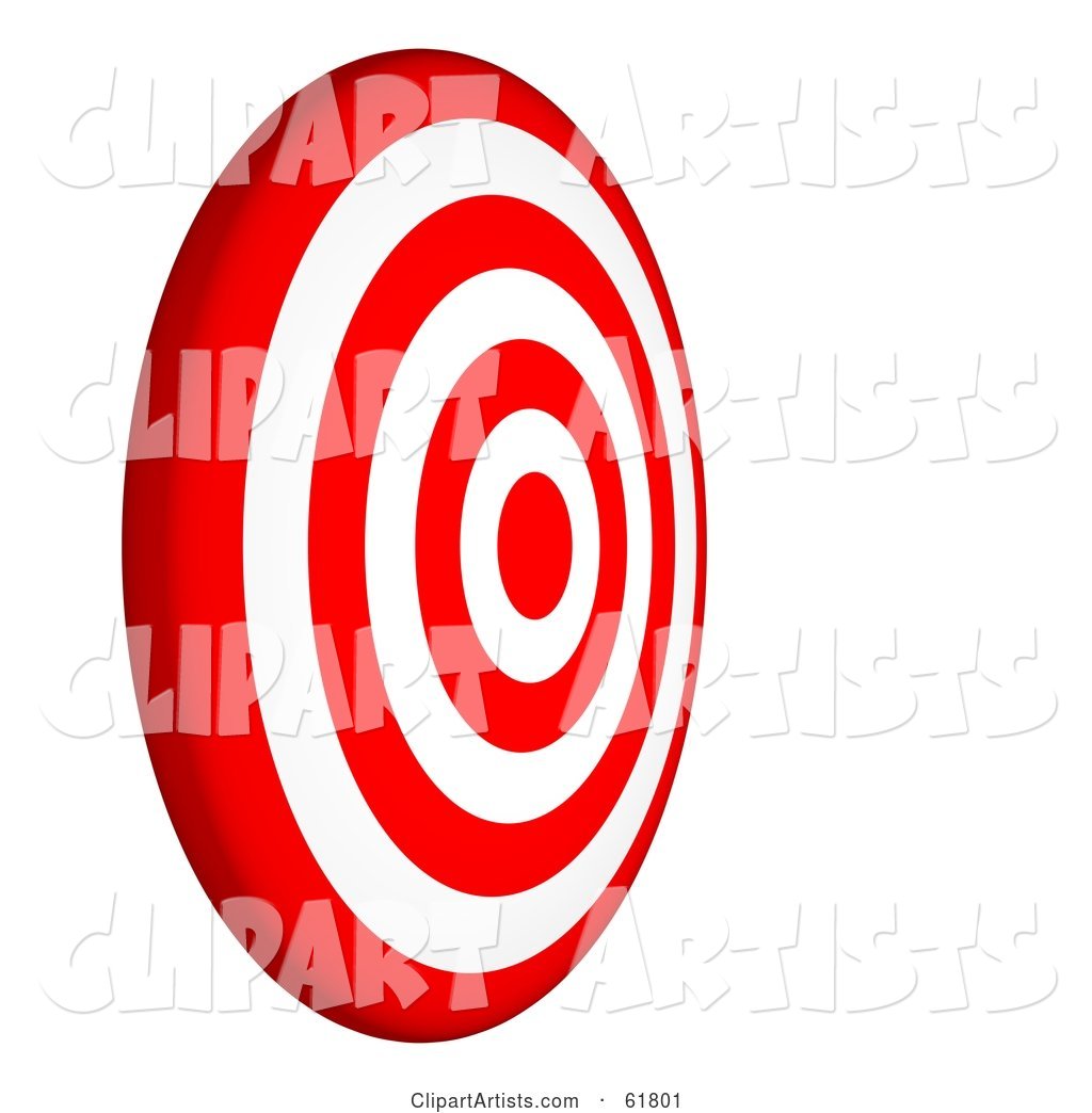 Side View of a Red and White 7 Ring Bullseye Target