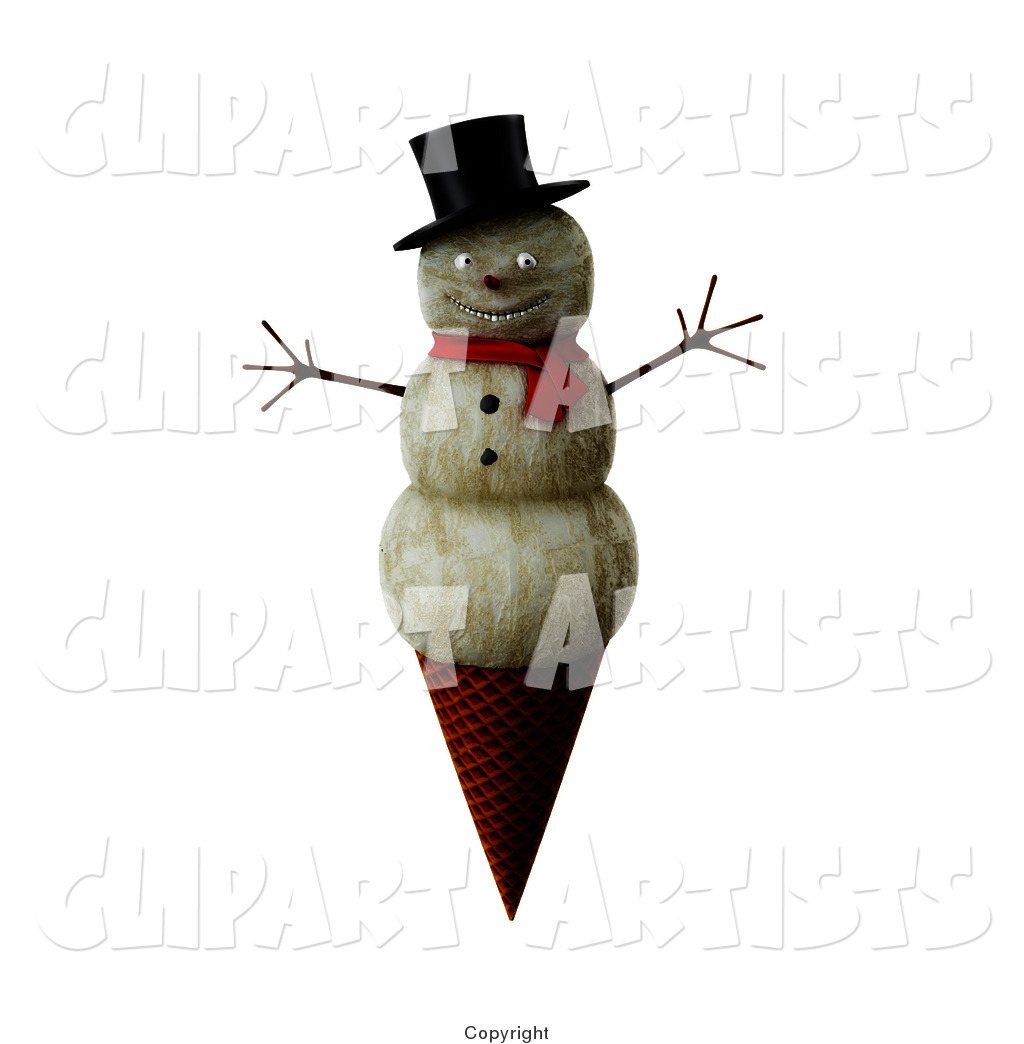 Snowman Waffle Ice Cream Cone