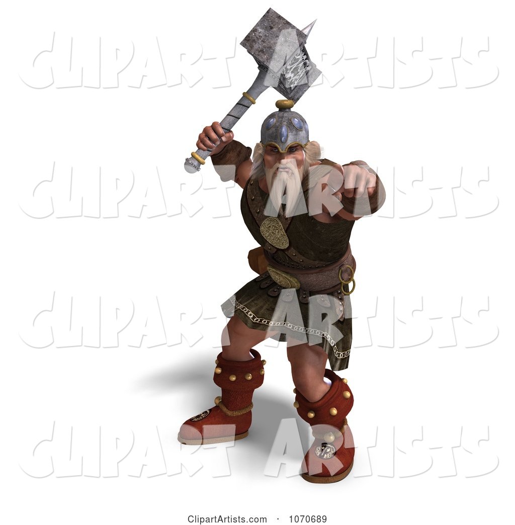 Strong Medieval Warrior Holding a Hammer 3