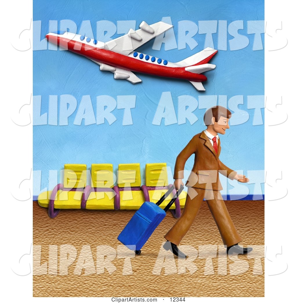 Traveling Businessman Walking in an Airport