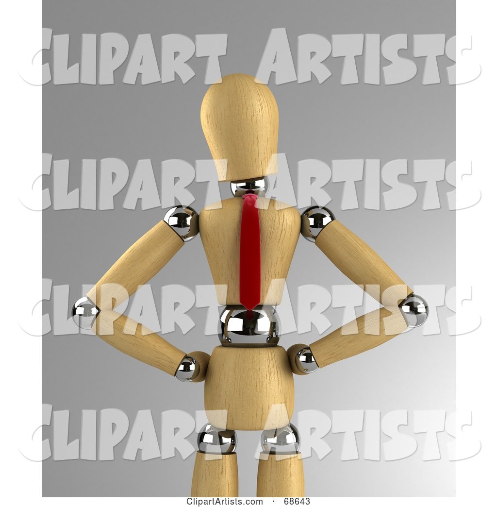 Wood Mannequin Corporate Business Man Wearing a Tie and Standing with His Hands on His Hips