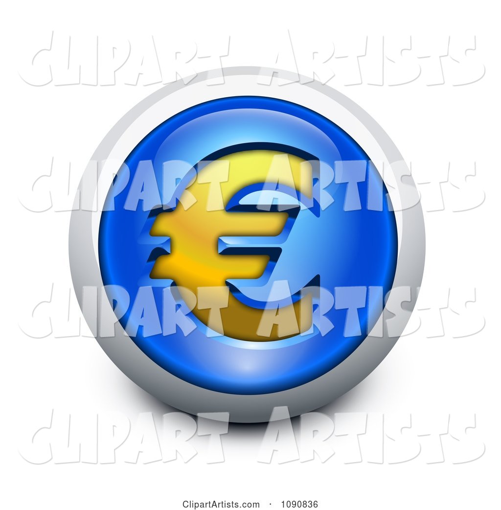 Blue Gold and Silver Euro Icon Button