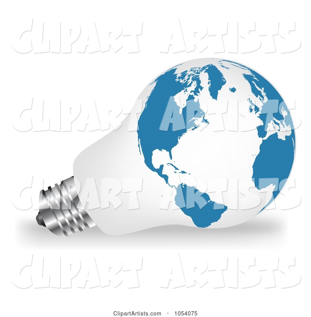 White and Blue Light Bulb with a World Map