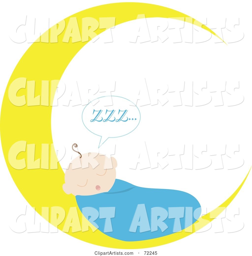 Baby Boy Sleeping on a Crescent Moon