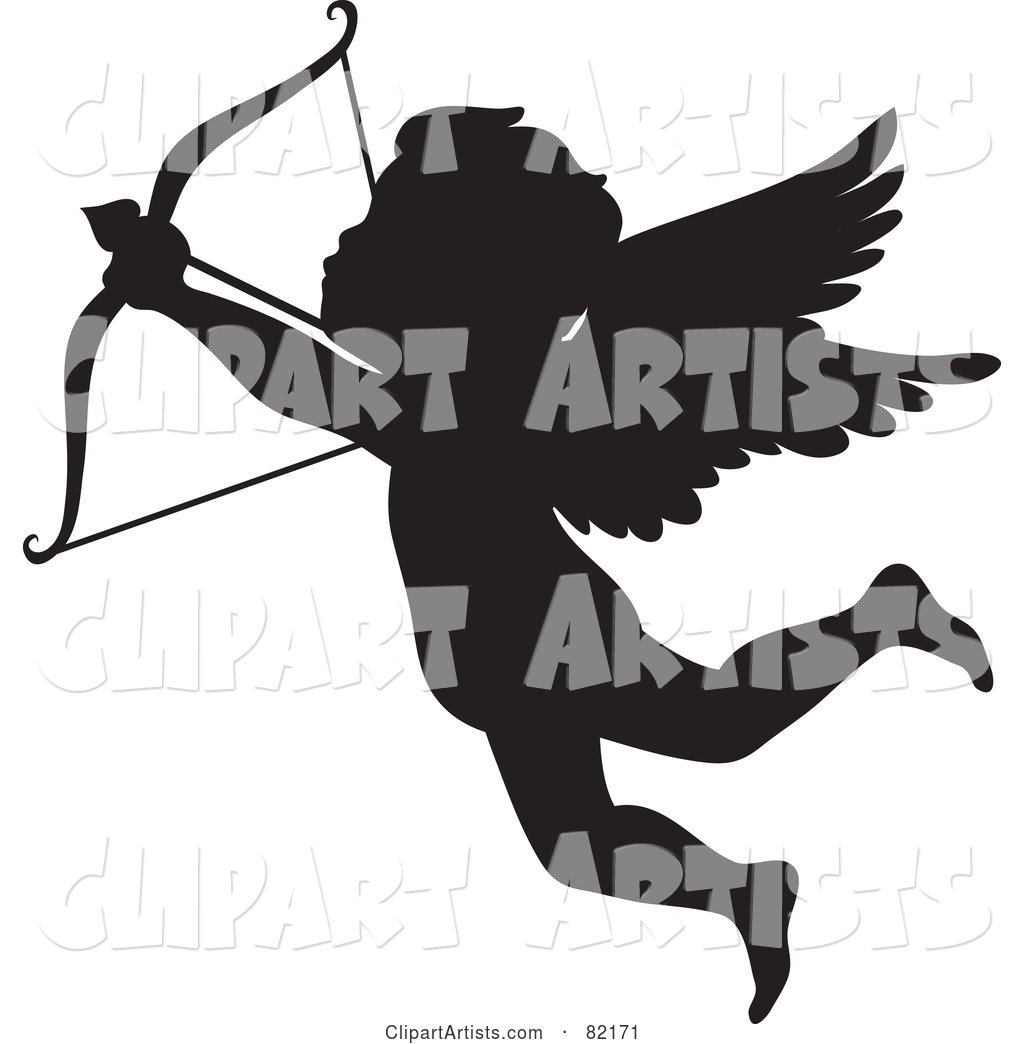 Black Cupid Silhouette Shooting An Arrow Clipart By Rosie Piter 5532