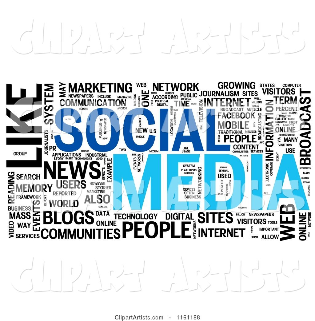 Blue and Black Social Media Word Collage