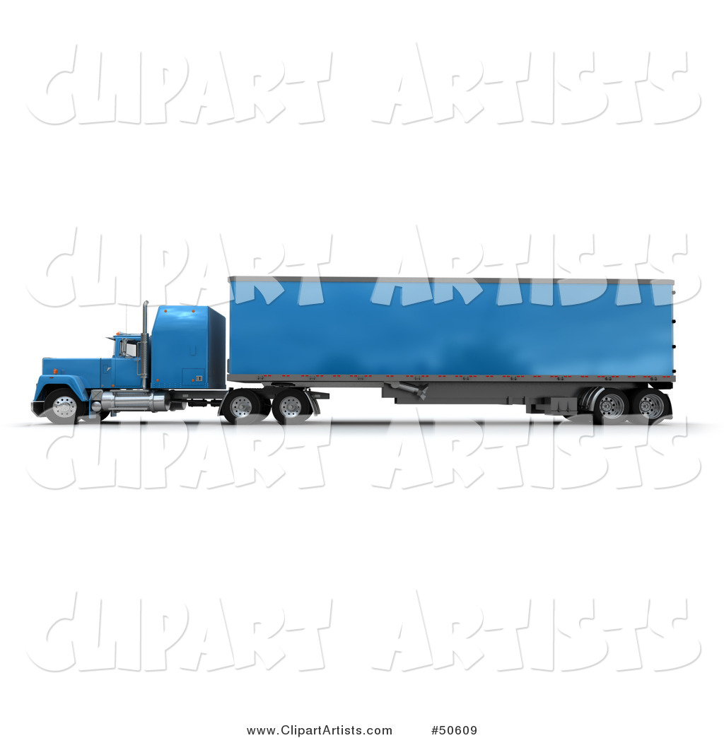 Blue Big Rig Truck - Angle 3