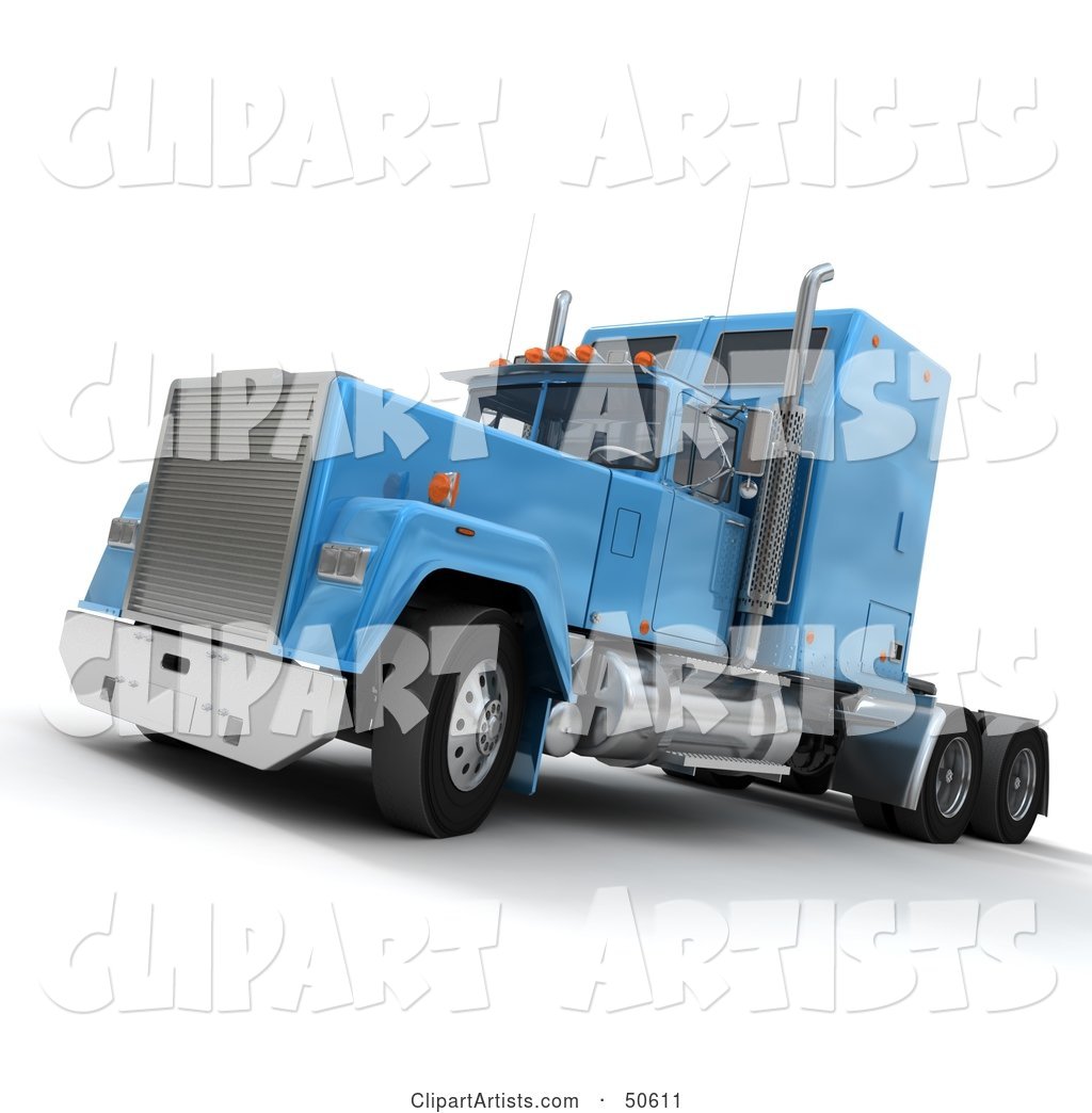 Blue Big Rig Truck - Angle 5