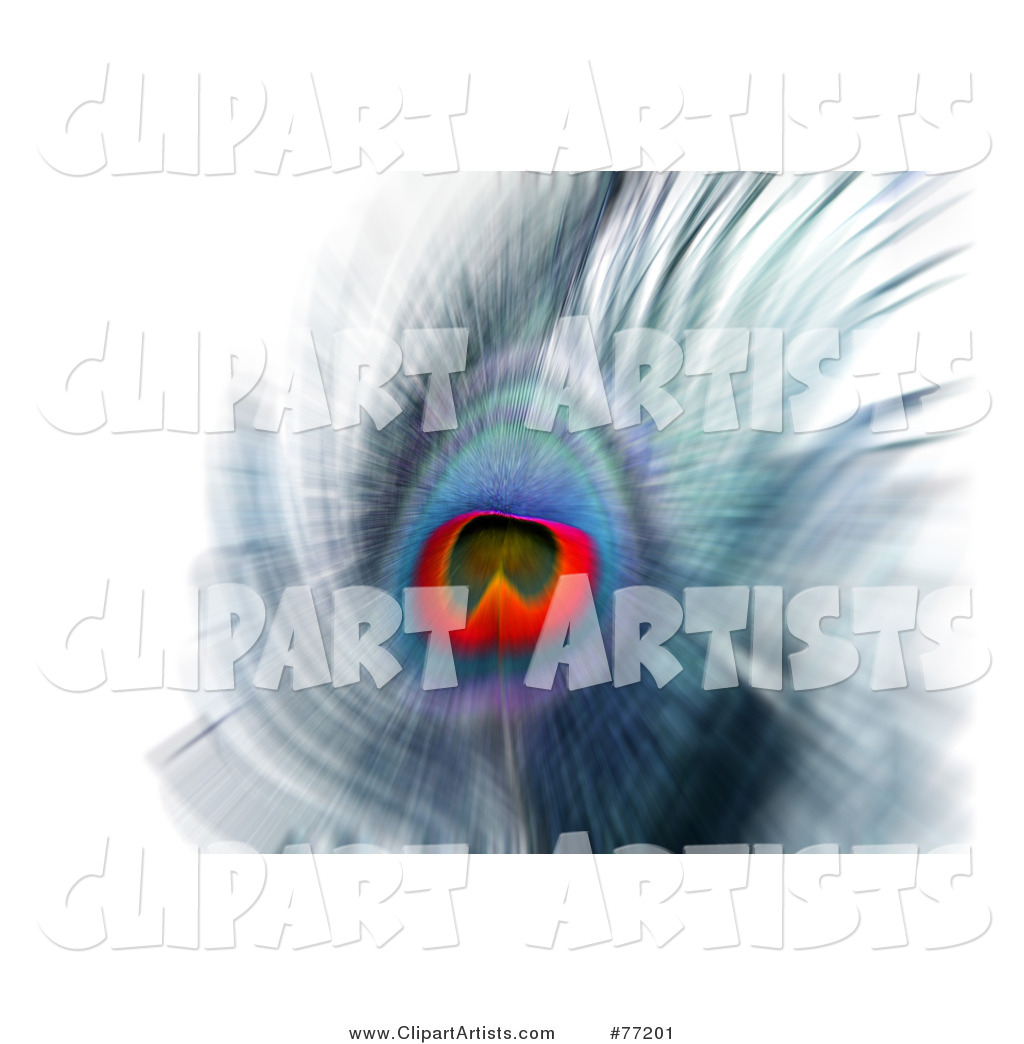 Blurred Abstract Peacock Feather over White