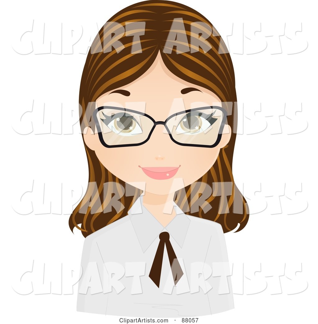 Brunette Girl Wearing Glasses and a Tie on Her Collar
