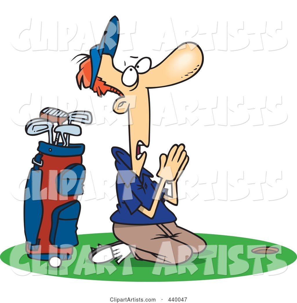 Cartoon Male Golfer Praying