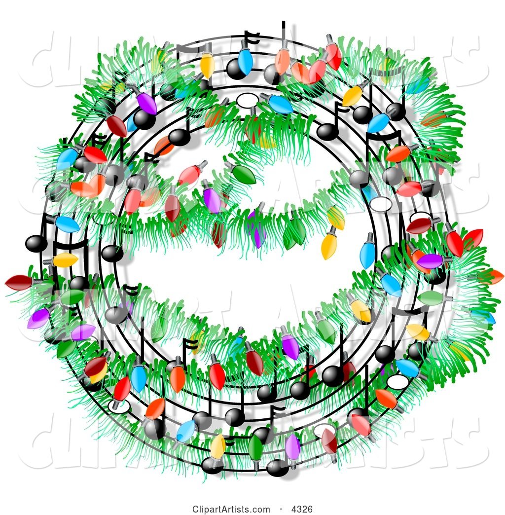 Christmas Music Symbols Decorated with Lights