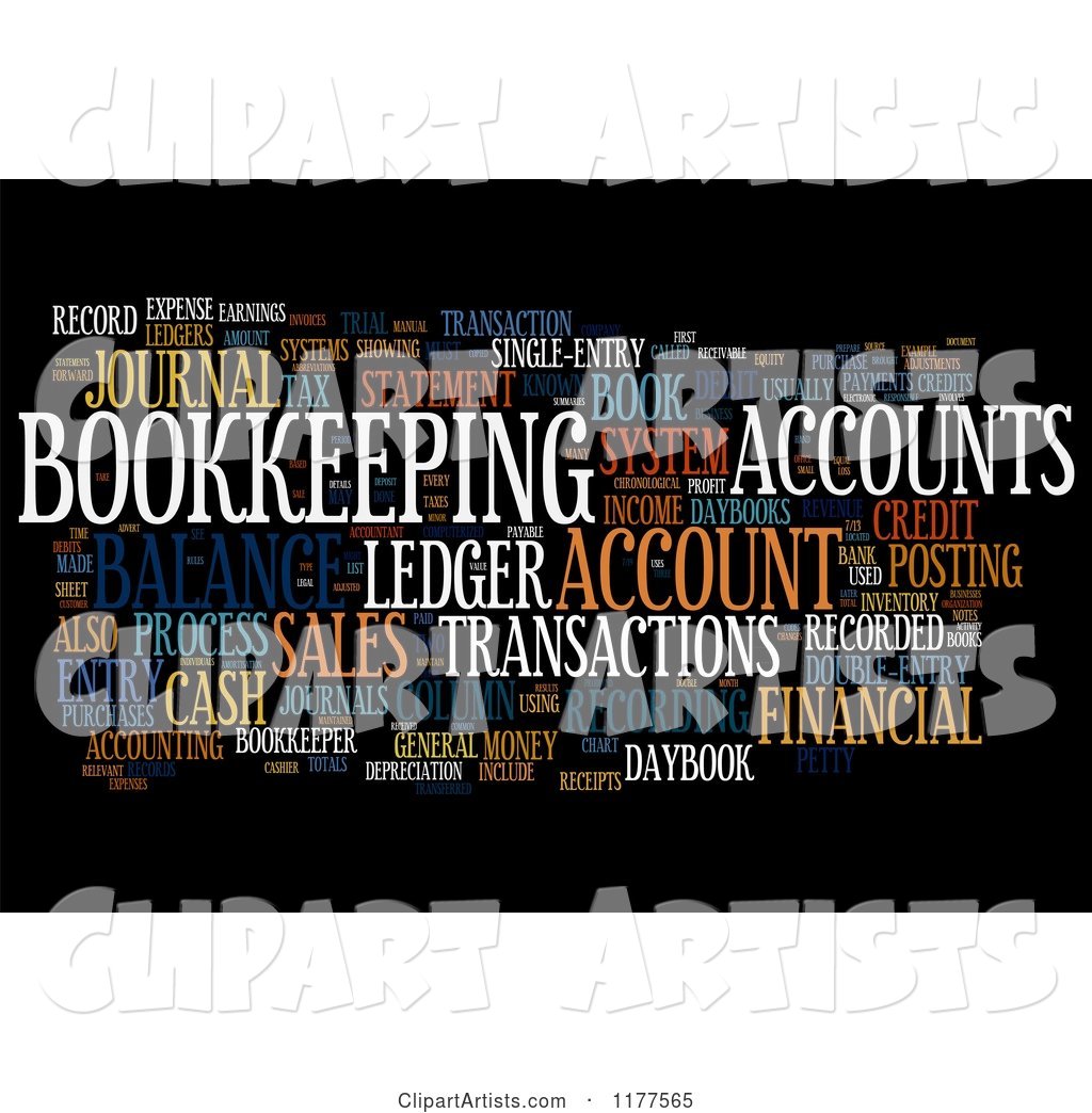 Colorful Bookkeeping Word Collage on Black