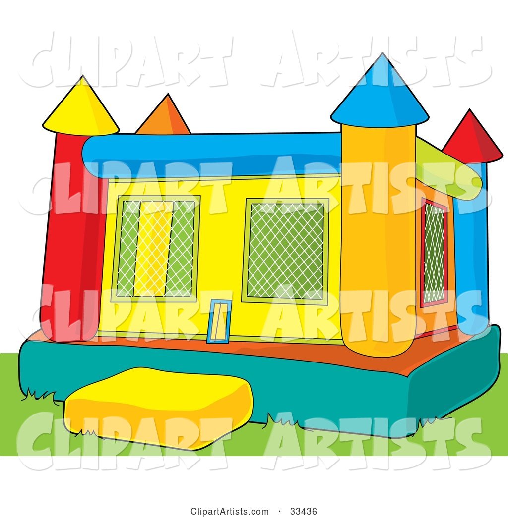 Colorful Inflatable Bouncy Castle on Grass