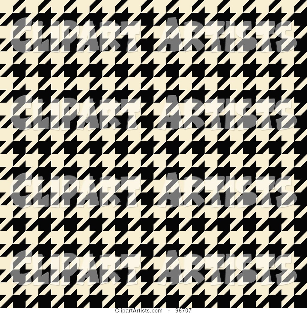 Cream and Black Tight Seamless Houndstooth Pattern Background