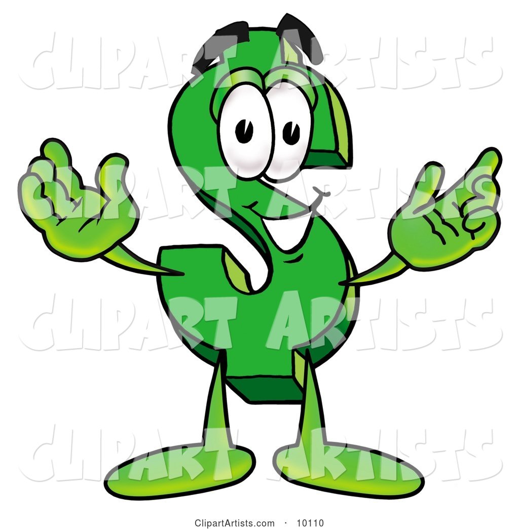 Dollar Sign Mascot Cartoon Character with Welcoming Open Arms