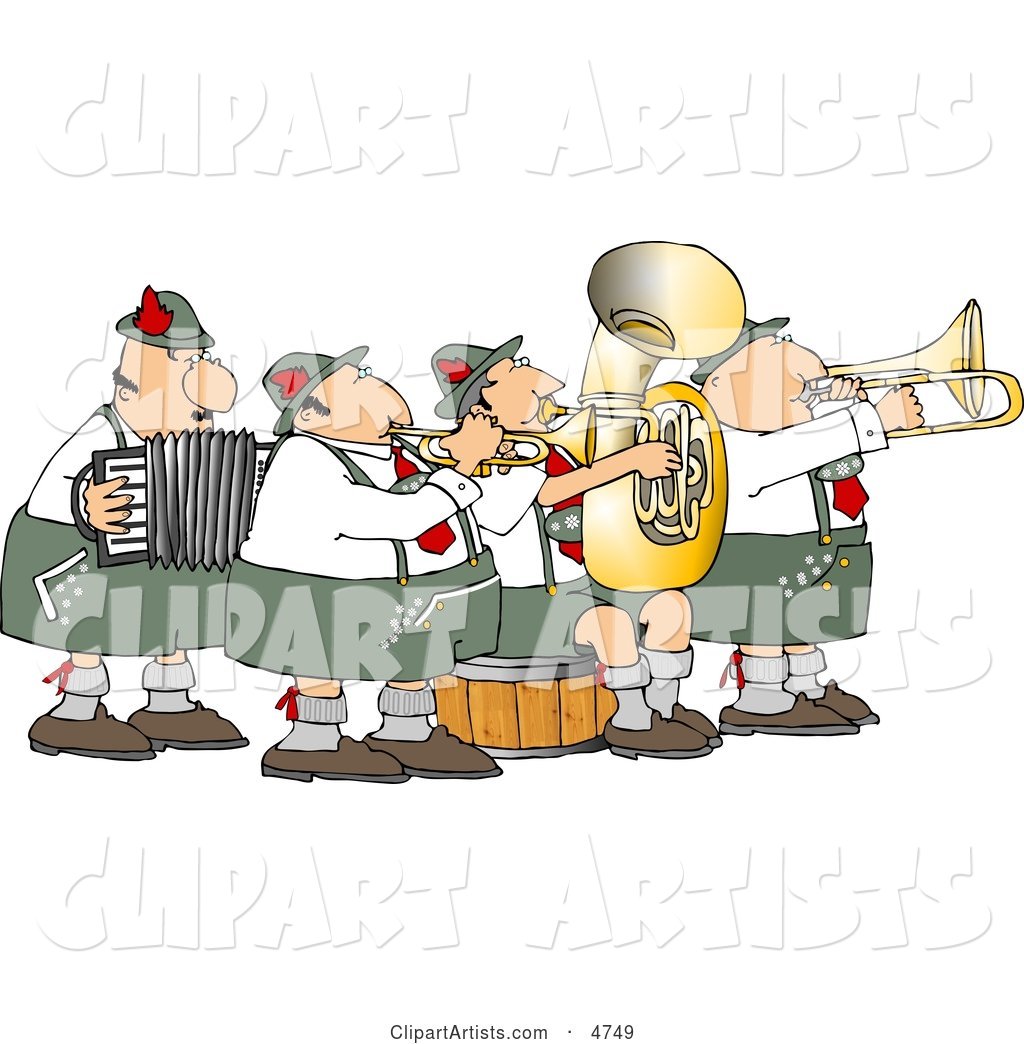 German Band Playing Musical Instruments Together