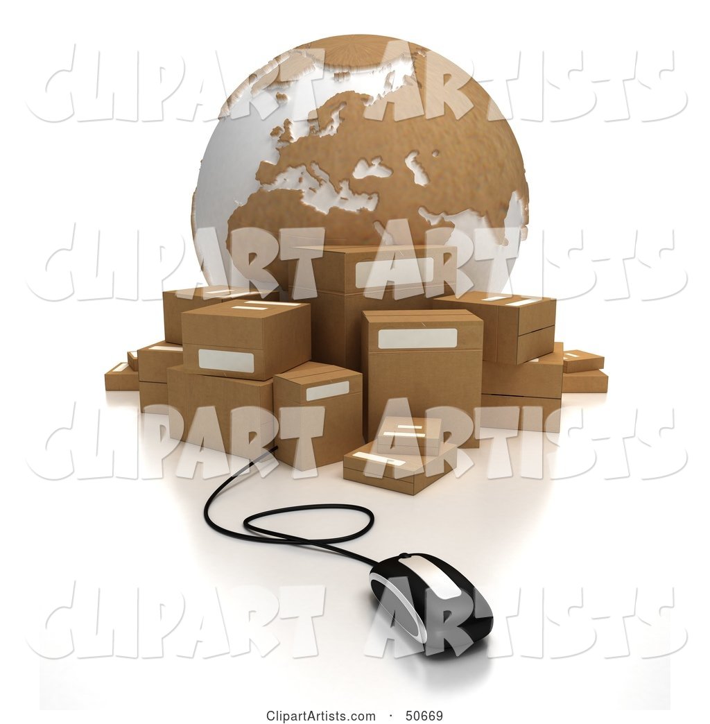 Globe with Boxes and a Computer Mouse - Version 2