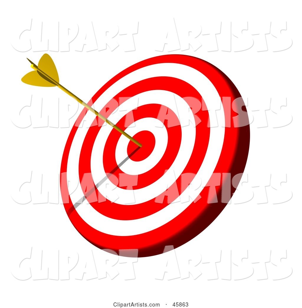 Golden Arrow in the Bullseye of a Target Board