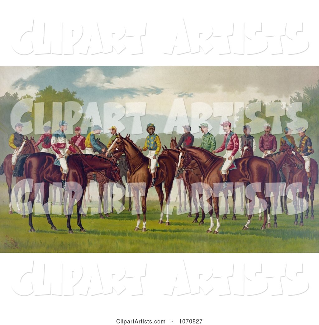 Group of Jockeys on Their Horses