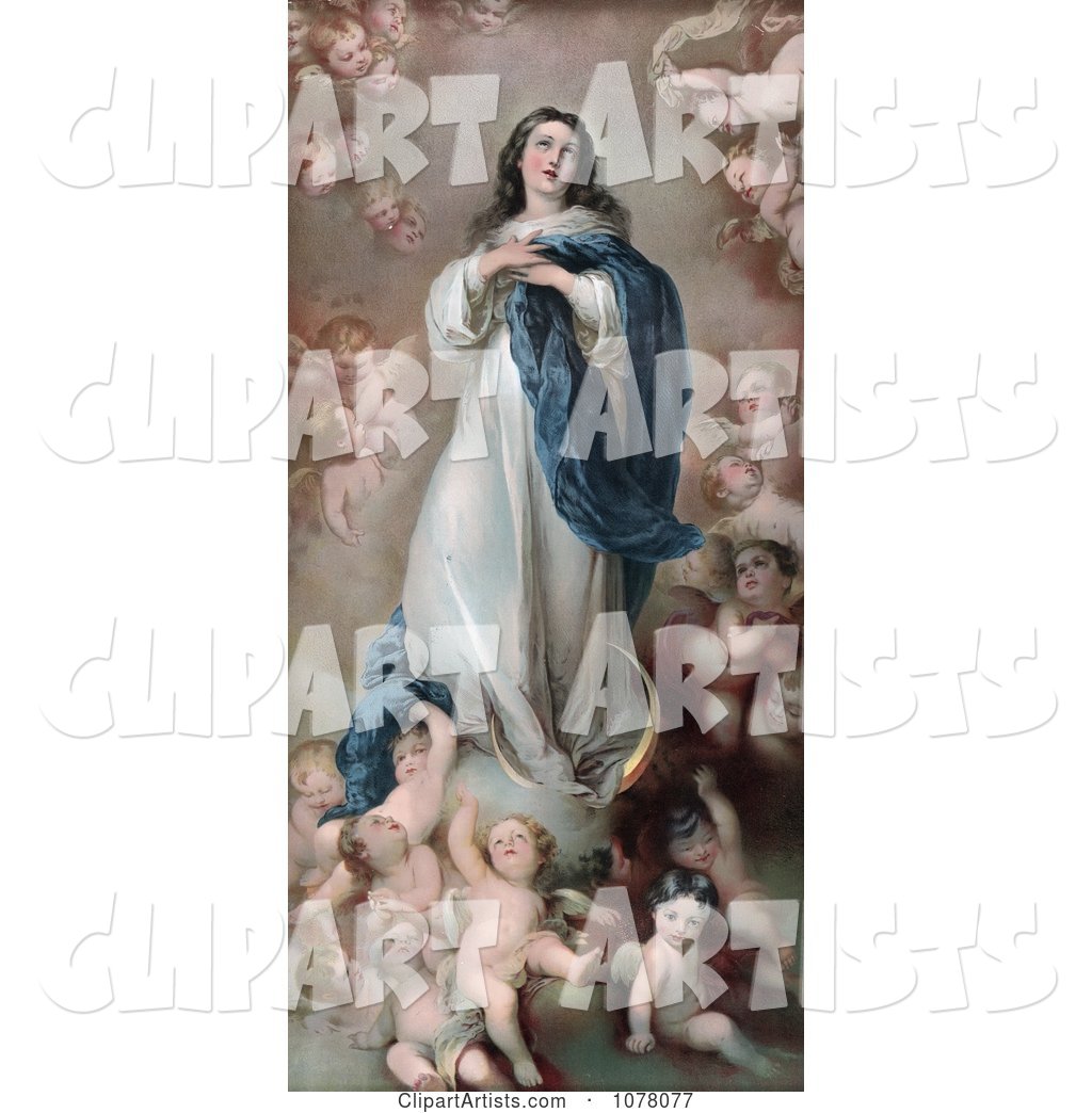 Mary As the the Immaculate Conception with Clouds and Cherubs