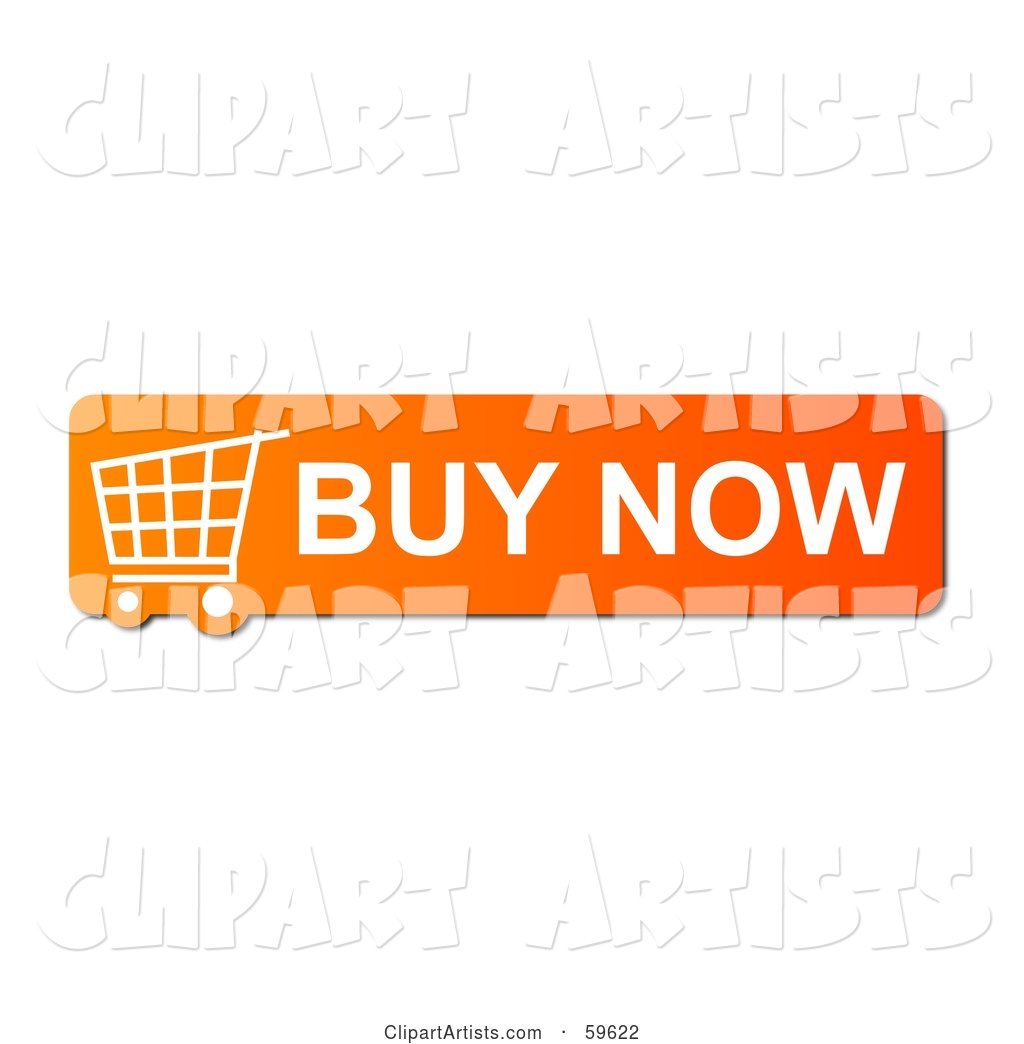 Orange Buy Now Shopping Cart Button Icon on White