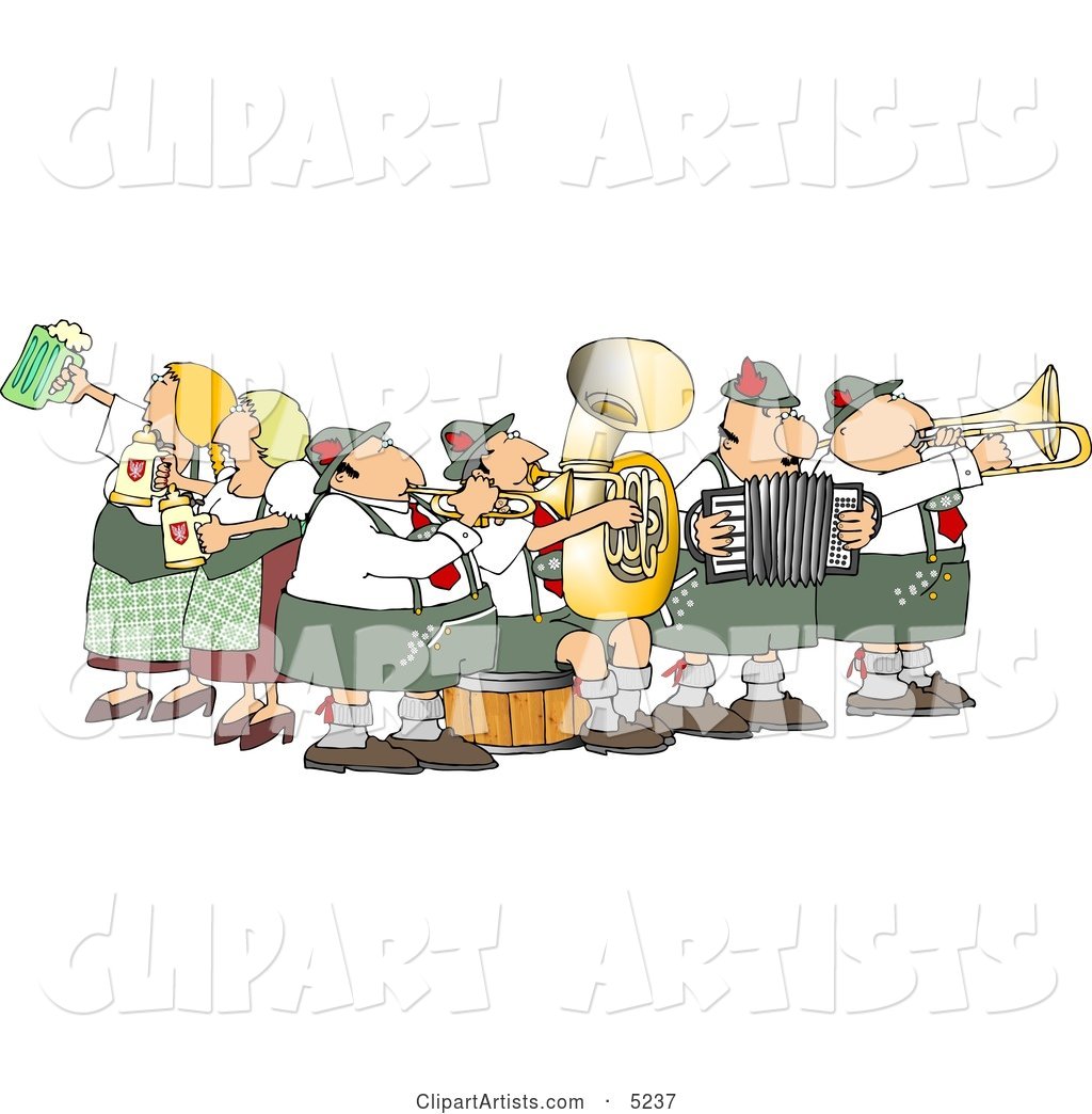 People Celebrating Oktoberfest with Live Music and Beer