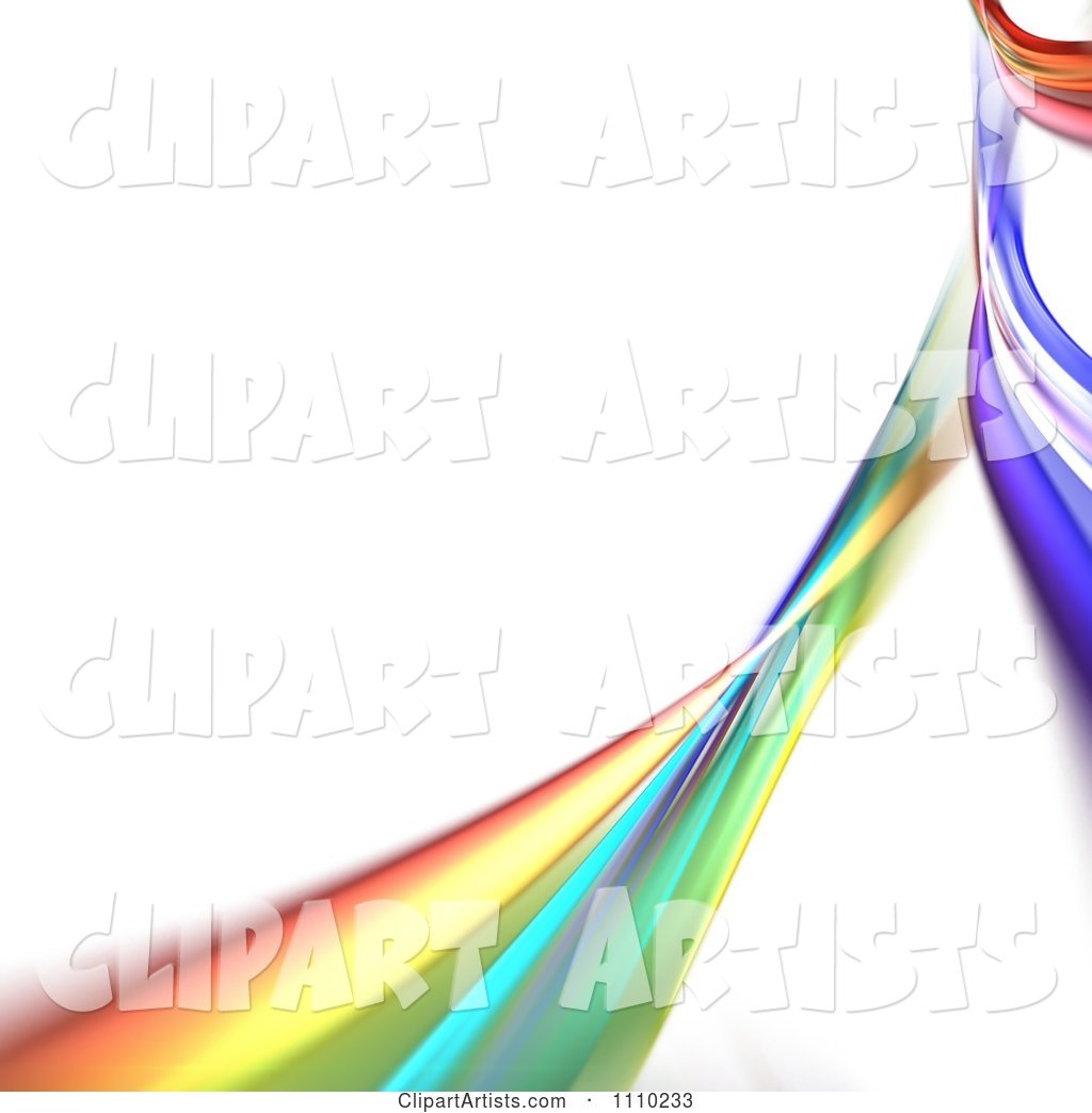 Rainbow Fractal of Colorful Swooshes on White with Copyspace
