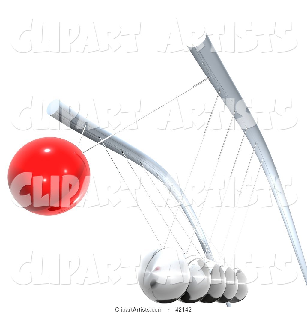 Red Ball Swinging Outwards on a Pendulum Swing