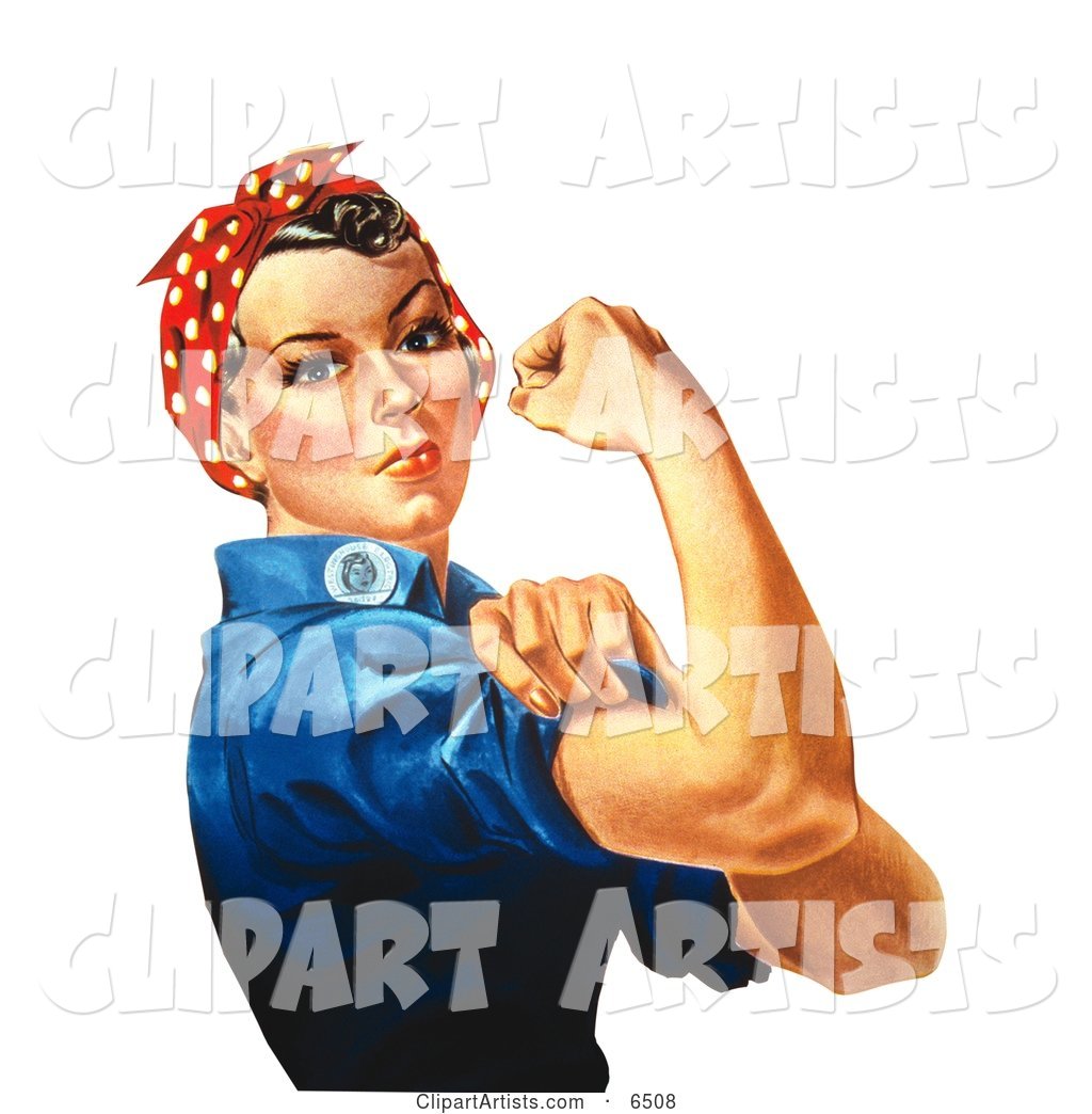 Rosie the Riveter Isolated on White, Facing Right