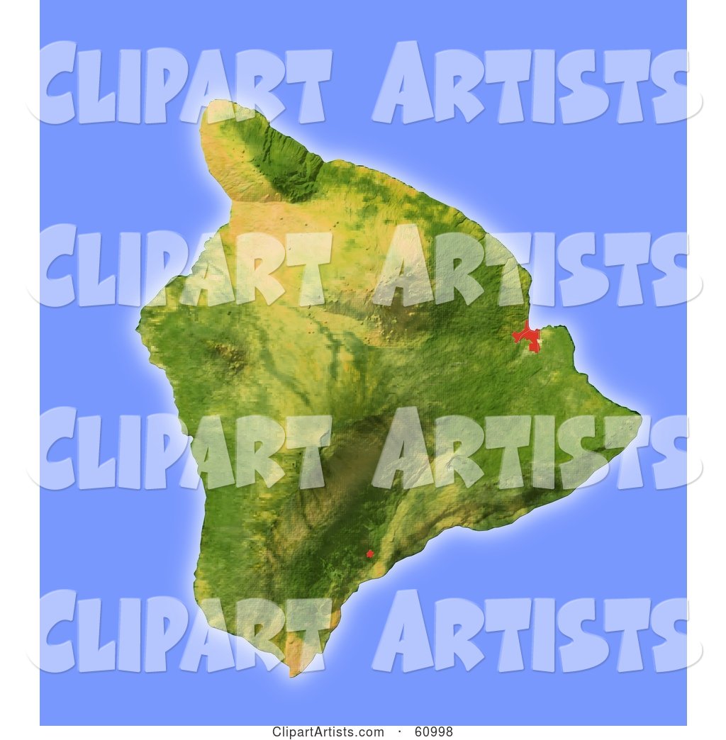 Shaded Relief Map of Big Island Hawaii