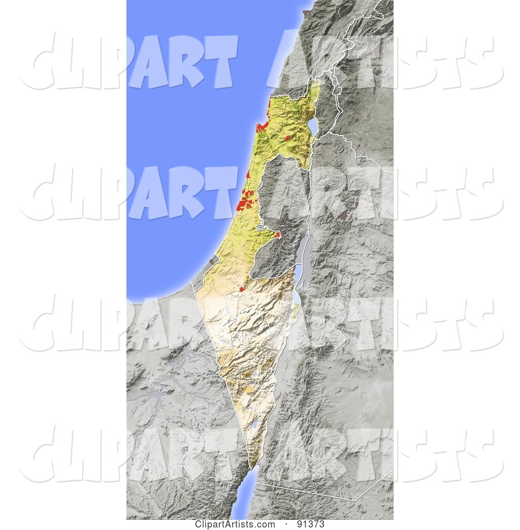 Shaded Relief Map of Israel