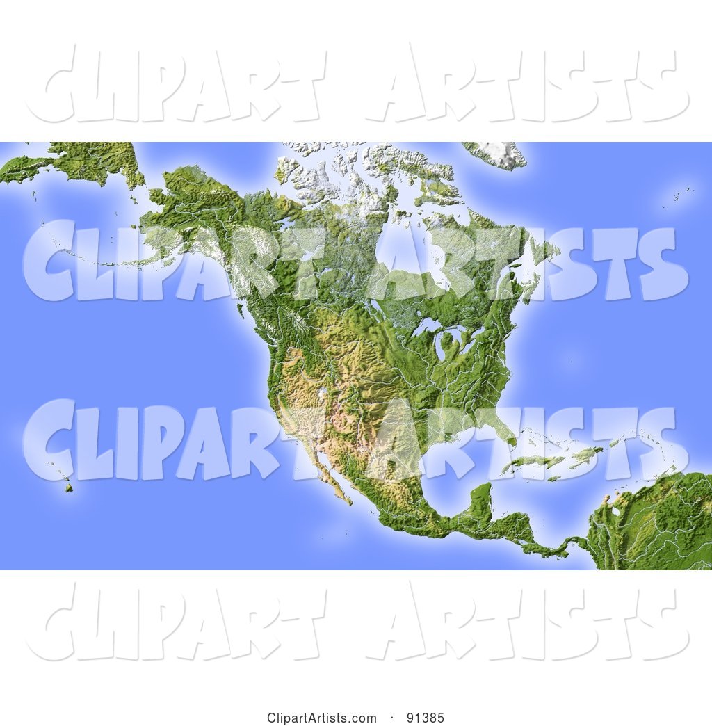 Shaded Relief Map of North America
